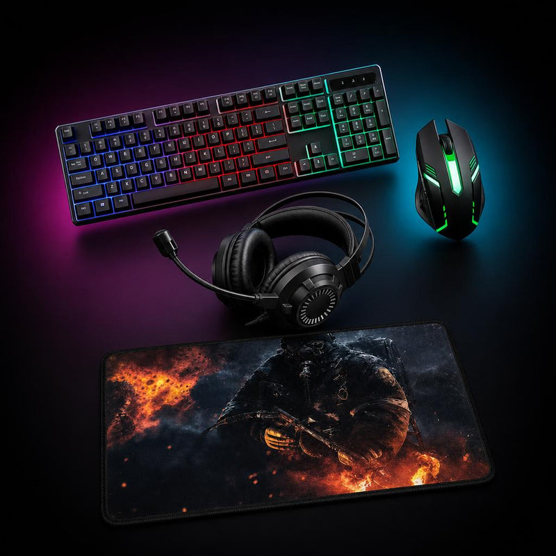 Combo Gamer 4 en 1: teclado, mouse, auriculares y mousepad