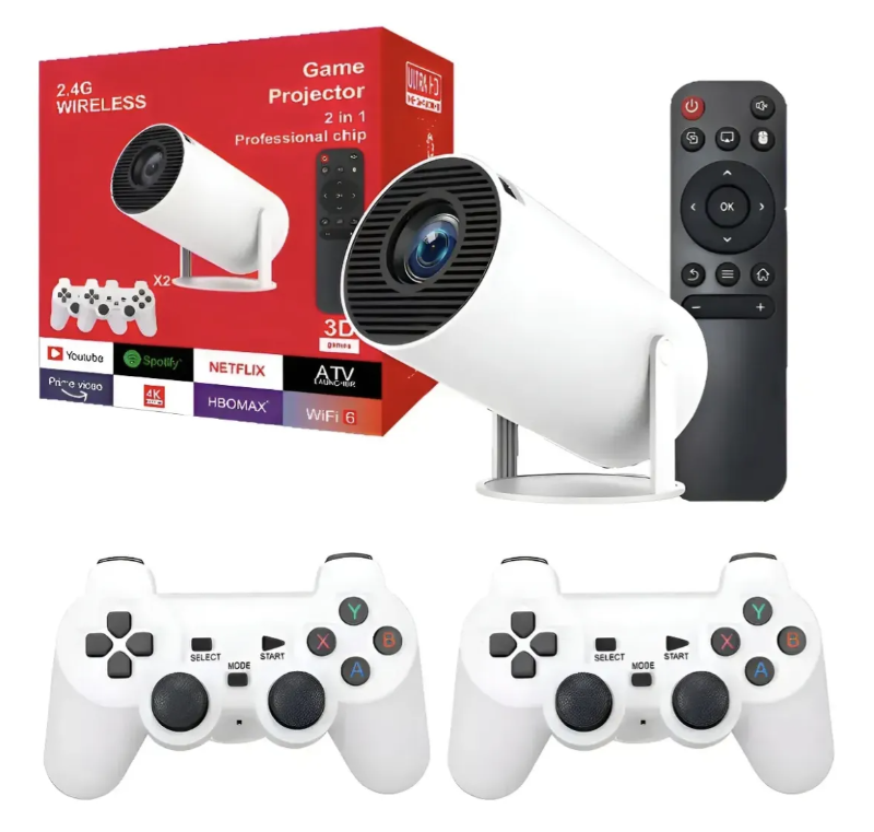 Proyector Gaming Retro 4K con 2 Controles Inalámbricos
